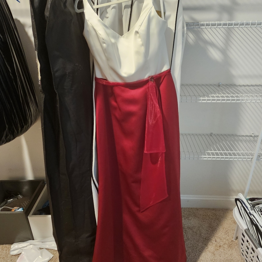 Elegant Red and Ivory Dress